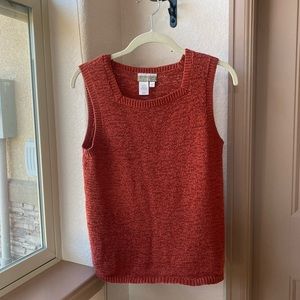 Coldwater Creek Orange Sleeveless Knit Tank Size Medium Square Neck